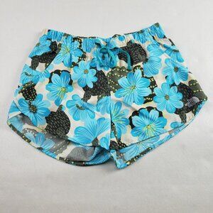 North Face Floral Flashdry Short Womens Small Blue Active 3.5" Inseam Unlined